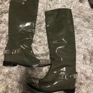 Green Patent Leather Christian Louboutin Boots